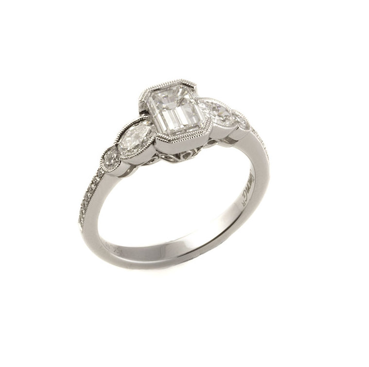 18k Emerald Cut Diamond Ring